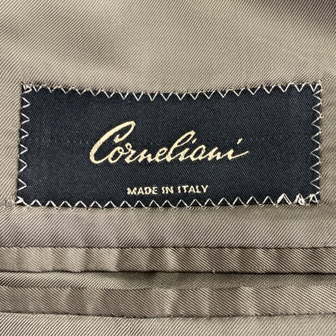 CORNELIANI Size 46 Regular Black White Grid Silk Virgin Wool Notch Lapel Sport Coat