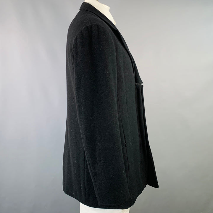 YOHJI YAMAMOTO Size XL Black Wool Peak Lapel Sport Coat