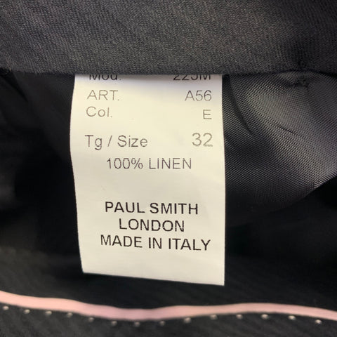 PAUL SMITH Size 32 Grey Charcoal Linen Flat Front Tapered Casual Pants