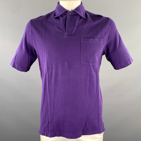 LORO PIANA Size L Purple Cotton Polo