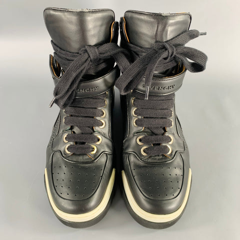 GIVENCHY Size 8 Black Leather High Top Sneakers