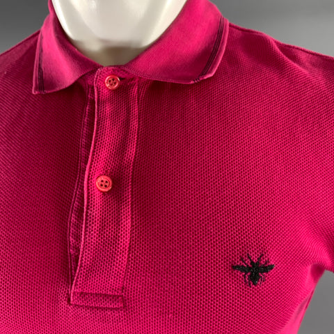 DIOR Size S Pink Black Pique Cap Sleeves Polo