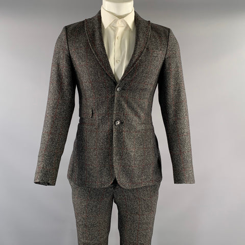 J.LINDEBERG Chest Size 44 Grey Black/red Tartan Wool Peak Lapel 30 31 Suit