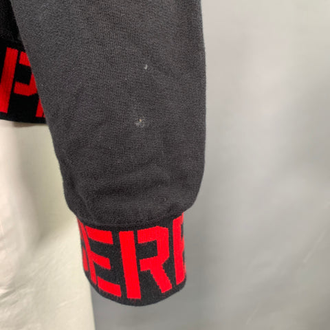OPENING CEREMONY Size XL Black Red Cotton Hooded Sweatshirt