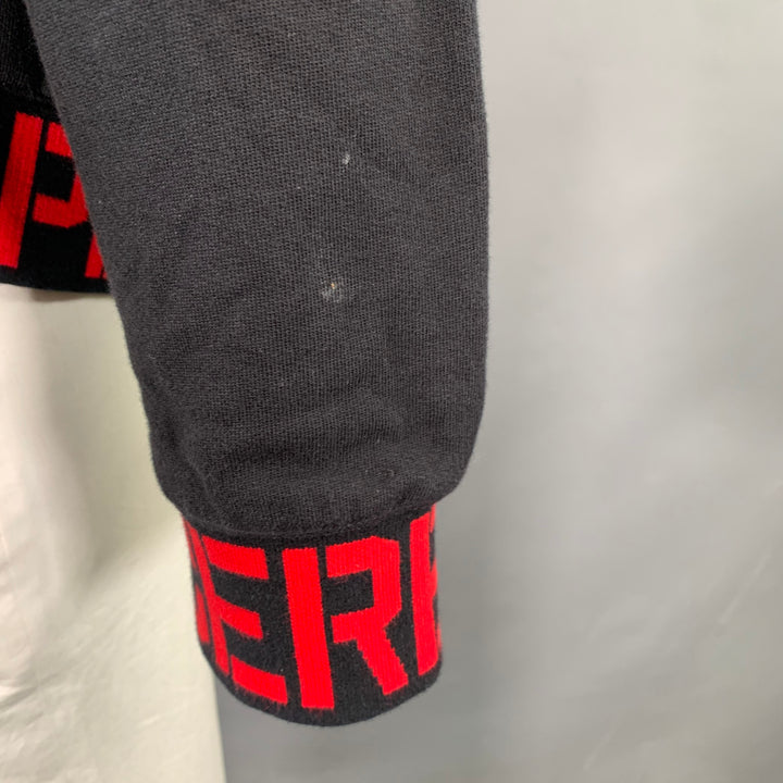 OPENING CEREMONY Size XL Black Red Cotton Hooded Sweatshirt