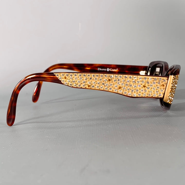 DIANE CAPT Gold Tortoiseshell Acetate Rhinestones Sunglasses