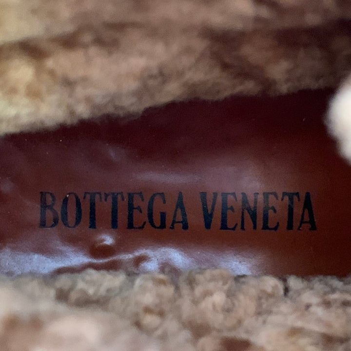 BOTTEGA VENETA Size 8 Camel Leather Suede Fleece Lined Buckle Booties