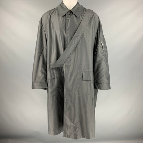 VINTAGE Taille M Manteau coupe-vent en polyester gris