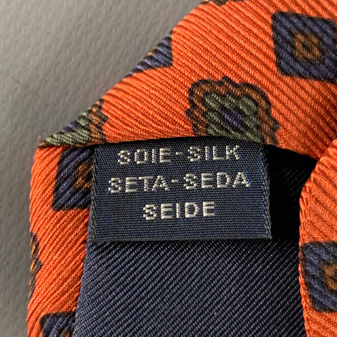 FACONNABLE Navy Brick Abstract Silk Tie