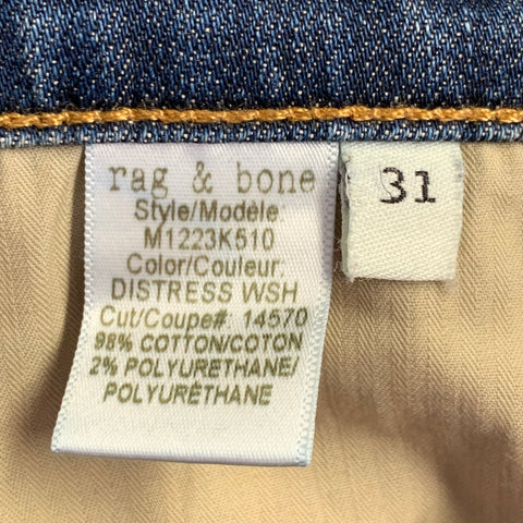 RAG & BONE Size 31 Blue Cotton Slim Five Pockets Jeans
