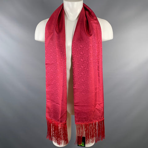 SHANGHAI TANG Pink Red Jacquard Silk Scarves