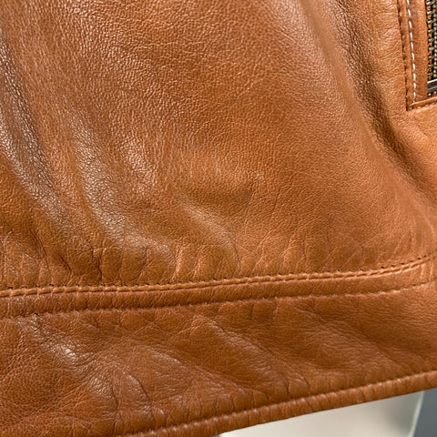 LA MARQUE COLLECTION Size M Camel Leather Zip Up Jacket