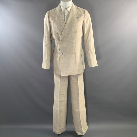 CATHCART LONDON Chest Size 38 Cream Linen Double Breasted 30 36 Suit