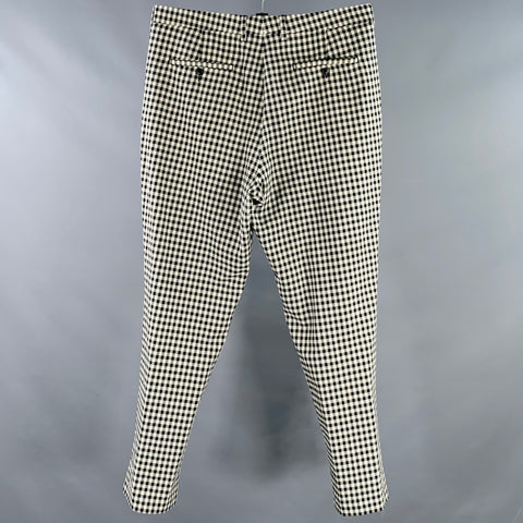 AMI by ALEXANDRE MATTIUSSI Size L Black White Checkered Cotton Casual Pants
