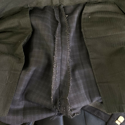 BOGGI Chest Size 36 Navy Blue Tartan Wool Notch Lapel 34 28 Suit