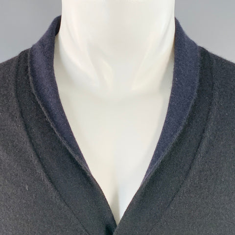 JIL SANDER Size M Black Navy Knit Cashmere Silk Shawl Collar Cardigan