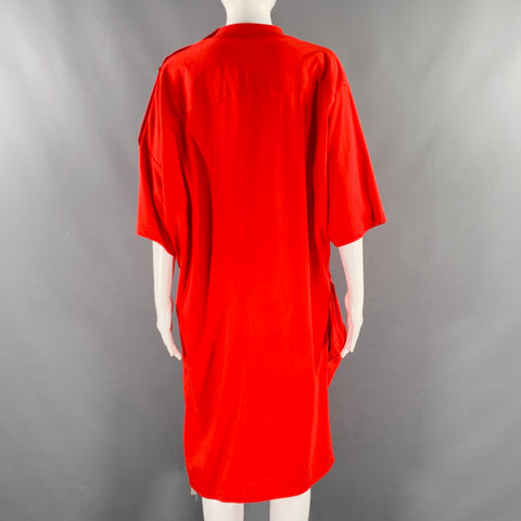 VIVIENNE WESTWOOD Size M Red Cotton Graphic Side Buttons Cathedral T-Shirt Dress