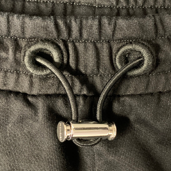 MONCLER Taille S Pantalon décontracté en coton noir à plis nervurés