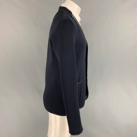 KOLOR Size L Navy Green Contrast Stitch Wool Nylon Sport Coat