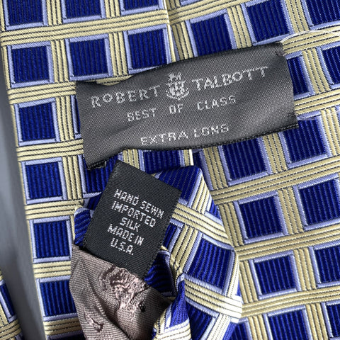 ROBERT TALBOTT Navy Cream Geometric Silk Tie