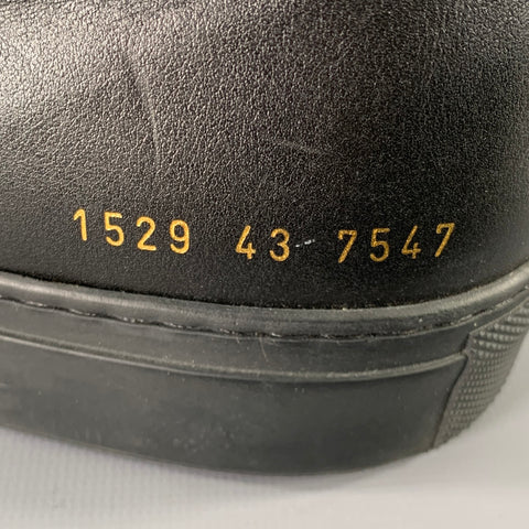 COMMON PROJECTS Size 10 Black Leather High Top Sneakers
