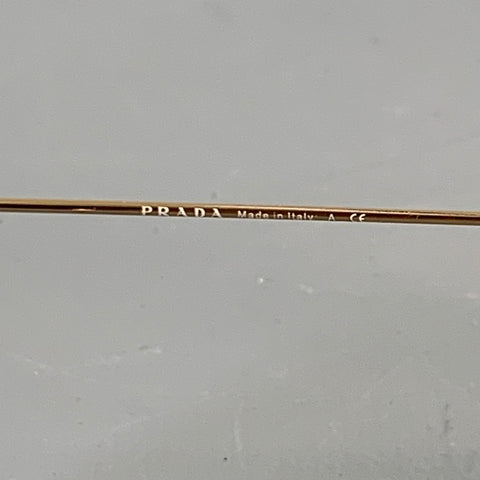 PRADA Gold Black Metal Semi Rimless Sunglasses