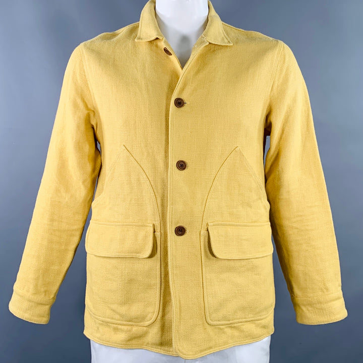 EN PASSANTSize 42 Yellow Linen Button Up Jacket