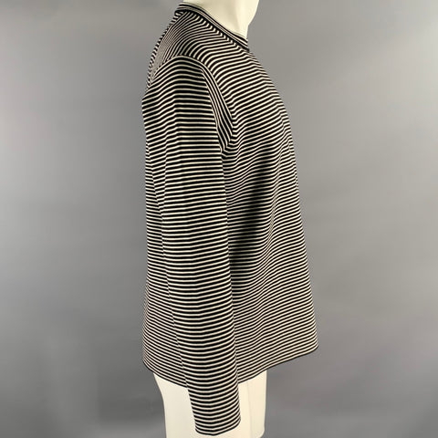 BATONER Size S Black White Stripe Wool Pullover