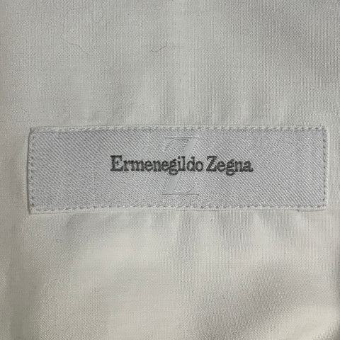 Chemise de smoking à manches longues avec poignets mousquetaires en coton texturé blanc ERMENEGILDO ZEGNA Taille XL