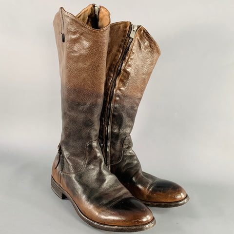 OFFICINE CREATIVE Size 7 Brown Leather Side Zipper Boots