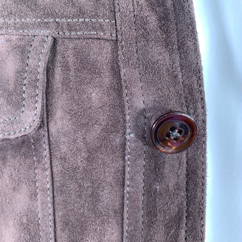 TOM FORD Size 46 Brown Lambskin Suede Shirt Jacket