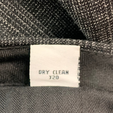 CALVIN KLEIN Size 32 Black Glenplaid Wool Blend Flat Front Dress Pants