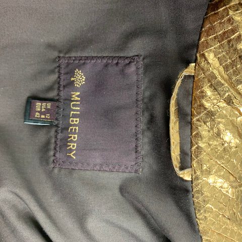 MULBERRY Taille 8 Veste boutonnée métallisée en cuir doré