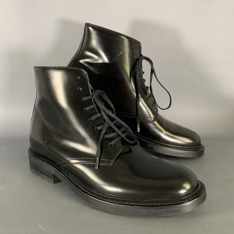 SAINT LAURENT Size 8 Black Leather Lace Up Boots