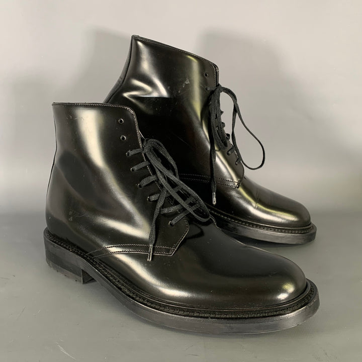 SAINT LAURENT Size 8 Black Leather Lace Up Boots