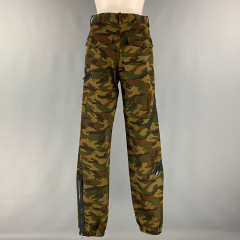 MONSE Taille 0 Pantalon décontracté en coton olive marron avec fermetures éclair et détails