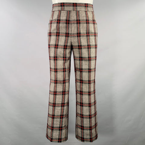 BRIONI Size 40 Grey Black Red Plaid Wool Notch Lapel Suit