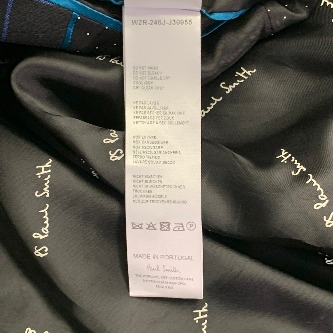 PAUL SMITH Size M Black Blue Orange Window Pane Double Breasted Jacket Blazer