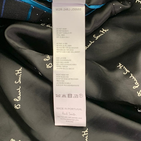 PAUL SMITH Size M Black Blue Orange Window Pane Double Breasted Jacket Blazer