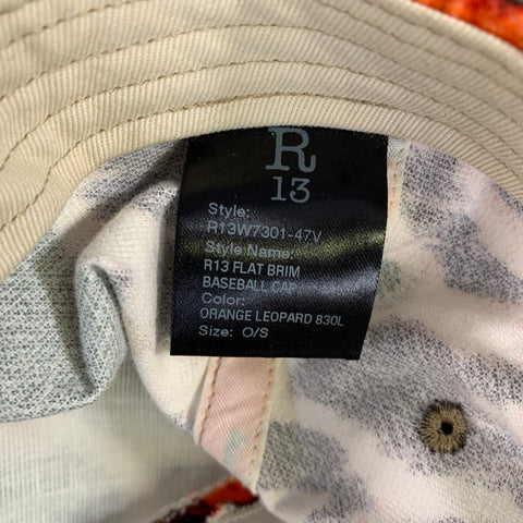 R13 Size S Orange Black Leopard Cotton Blend Hat