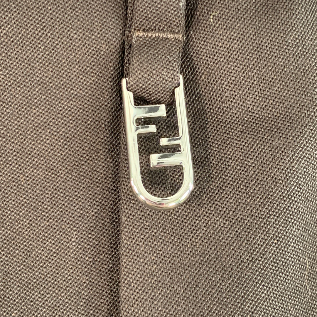 FENDI Size 36 Brown Polyester Virgin Wool Blend Pleated Elastic Waistband Dress Pants