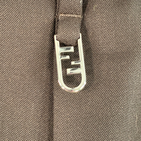 FENDI Size 36 Brown Polyester Virgin Wool Blend Pleated Elastic Waistband Dress Pants