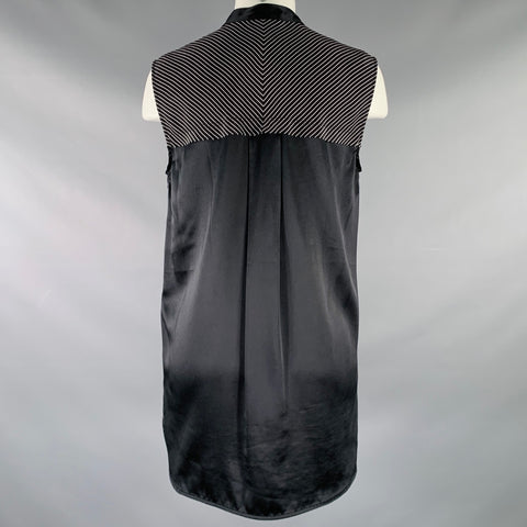 Haut décontracté sans manches en soie rayée noir et blanc RAG & BONE taille M