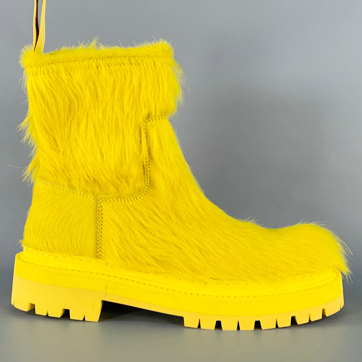 CAMPERLAB Size 9 Yellow Textured Leather Calf Hair Side Zipper Ankle Boots