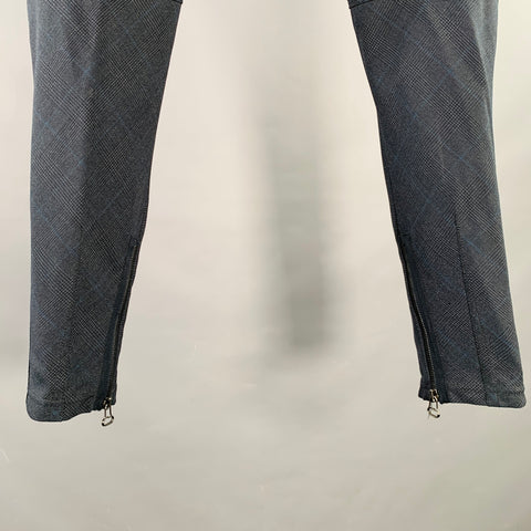 LANVIN Size 32 Navy Plaid Wool Ankle Zip Flat Front Dress Pants