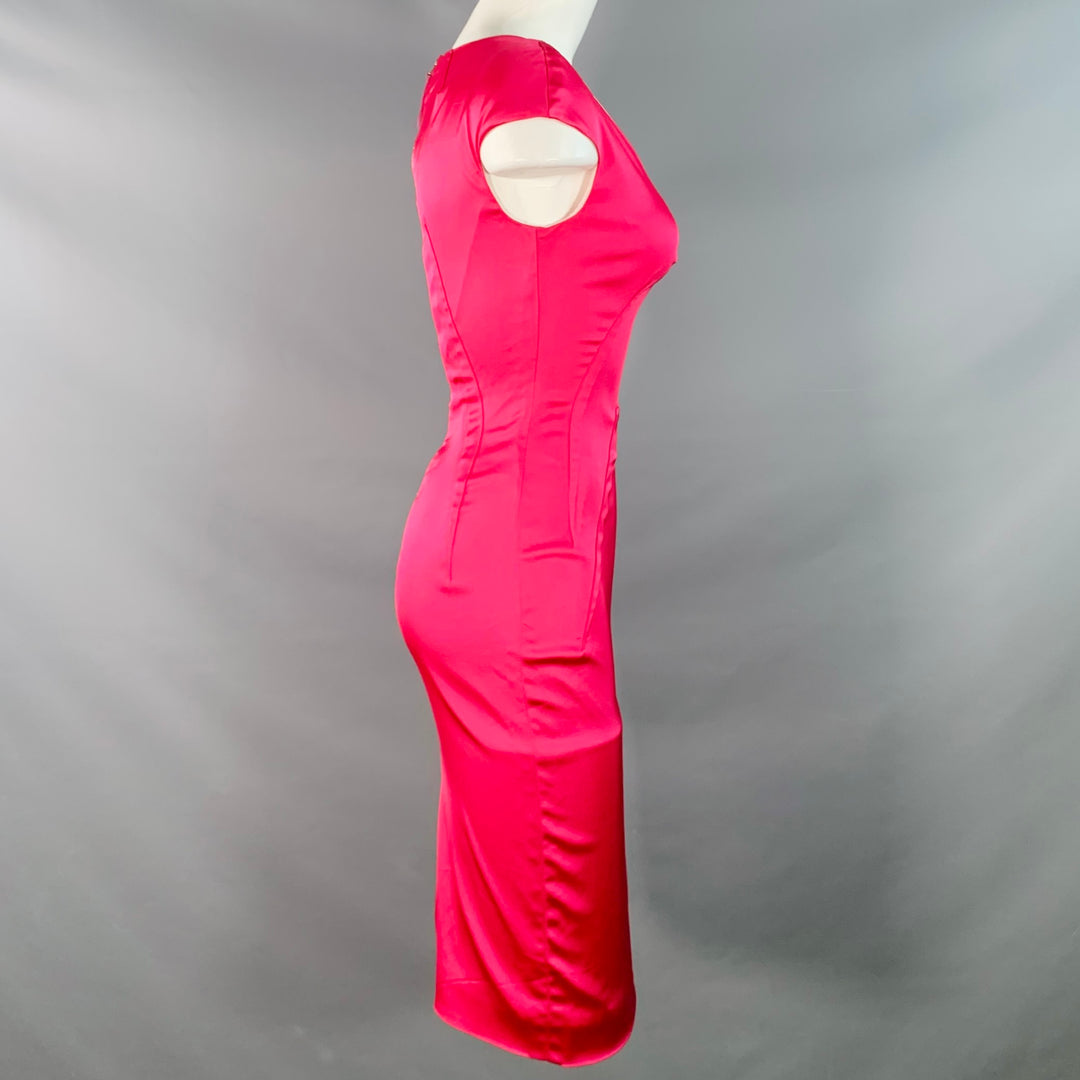 D&G by DOLCE & GABBANA Size 4 Pink Fuchsia Satin Cap Sleeves Cocktail Dress