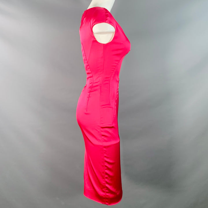D&G by DOLCE & GABBANA Size 4 Pink Fuchsia Satin Cap Sleeves Cocktail Dress