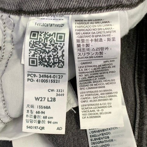 JEAN LEVI STRAUSS Wedgie Straight gris en mélange de coton, taille 27, à boutons