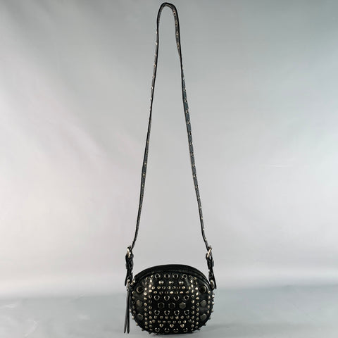 MARC by MARC JACOBS Black Gunmetal Studded Leather Shoulder Bag