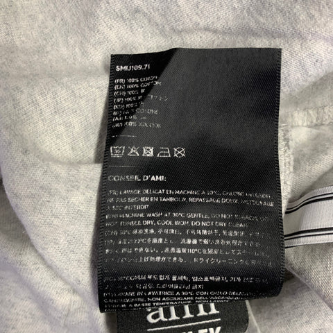 AMI by ALEXANDRE MATTIUSSI x SMILEY Size S Grey Heather Smiley Face Patch T-shirt